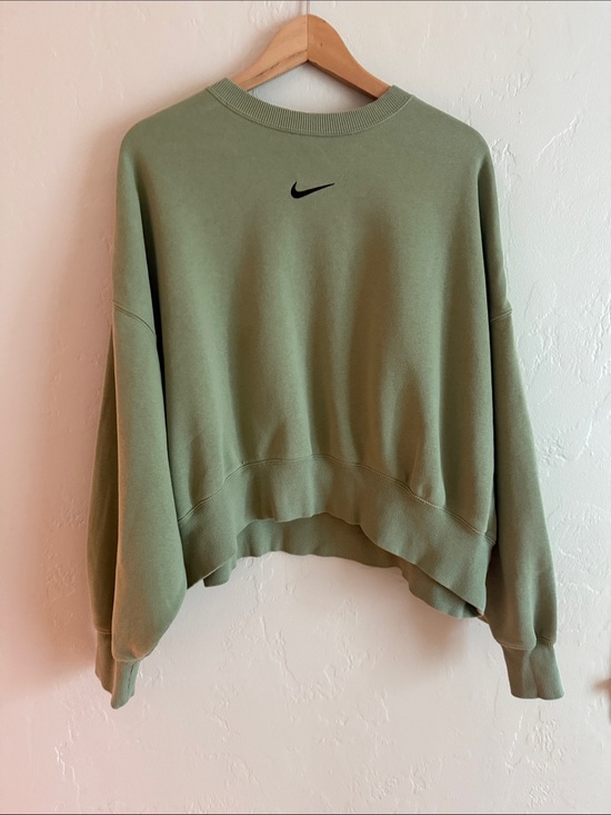 Nike Tops - Nike Phoenix Fleece Sage Green Cropped Crew Neck Sweatshirt